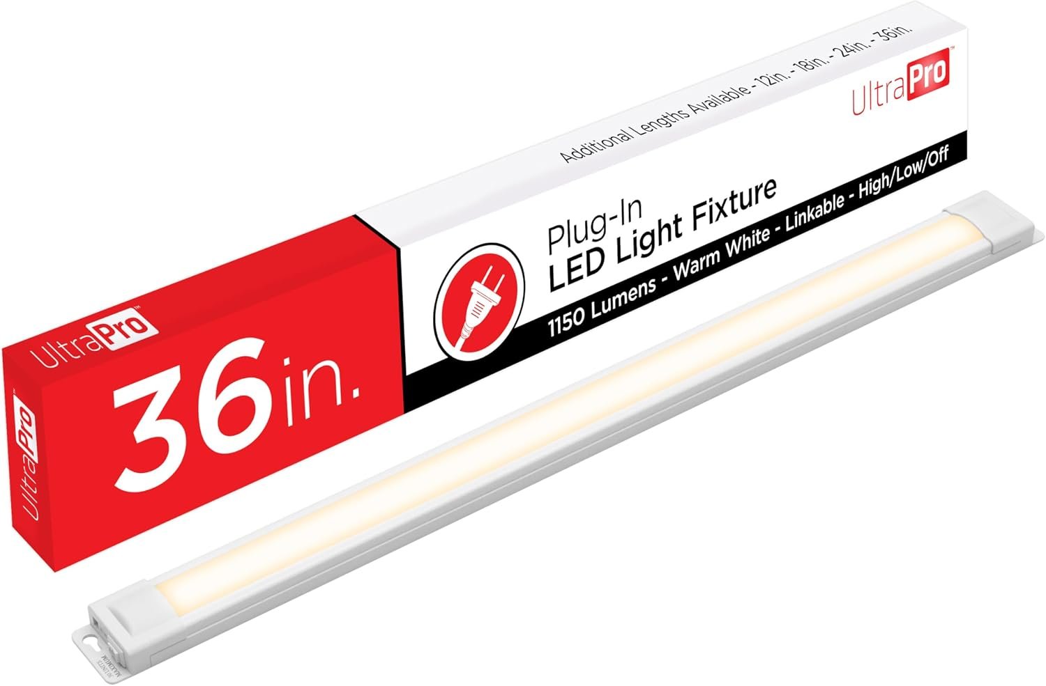 UltraPro 36 Inch Plug in Under Cabinet Light with Soft White 2700K Light | 1150 Lumens, Soft White 2700K Lighting, Dimmable Under Cabinet Lighting for Kitchen, ETL Listed