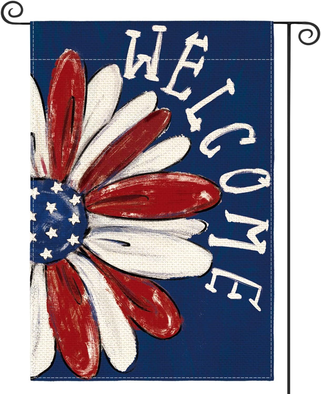 AVOIN colorlife Memorial Day Patriotic 4th of July Garden Flag 12×18 Inch | Double Sided, Yard Outdoor Decoration, for Outside, Floral Welcome Daisy