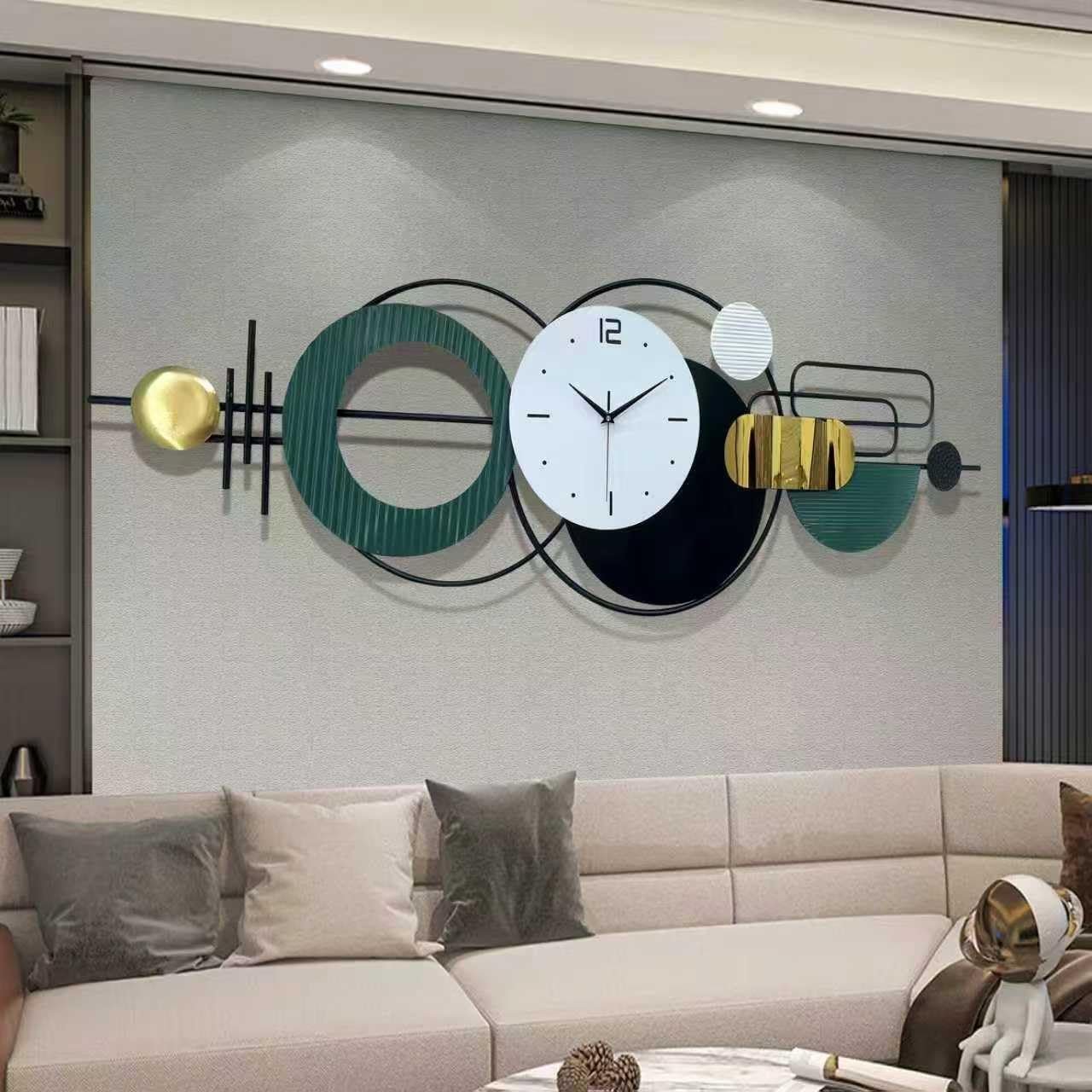 Large Wall Decor for Living Room, Modern Metal Wall Clock | Battery Operated Modern Decorative ,Easy to Install, Vertical or Horizontal Hanging Wall Art Decor for Bedroom,Kitchen,Office