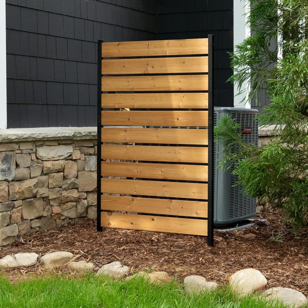Enclo Concord Privacy Screen, Cedar Wood DIY No Dig Kit | 5ftH x 3.2ftW, Pre-Stained, 1 Panel, Hide Trash Cans, EC18022