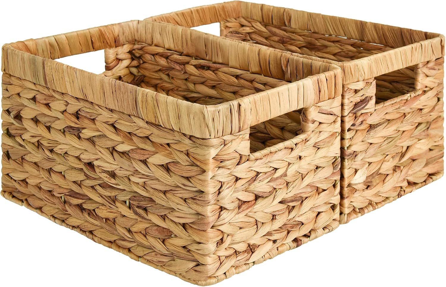 StorageWorks Wicker Baskets, Wicker Storage Baskets for Shelves, 2-Pack | Hyacinth Wicker Baskets for Storage, Woven Baskets for Organizing, Woven Baskets for Storage, Pantry Organizers and Storage