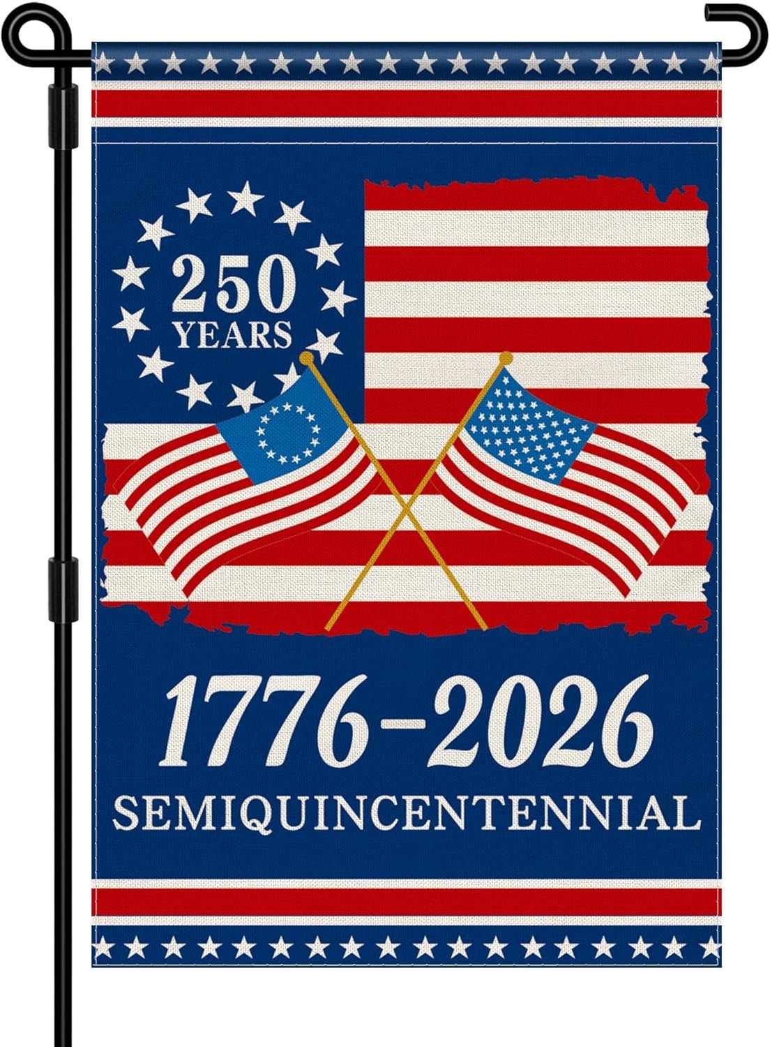 250th Anniversary America Garden Flag, 250 Anniversary USA Flag 1776-2026 Commemorative Patriotic 250 Years Banner 4th of July Yard Sign Double-Sided Waterproof Garden Flag 12×18 Inch
