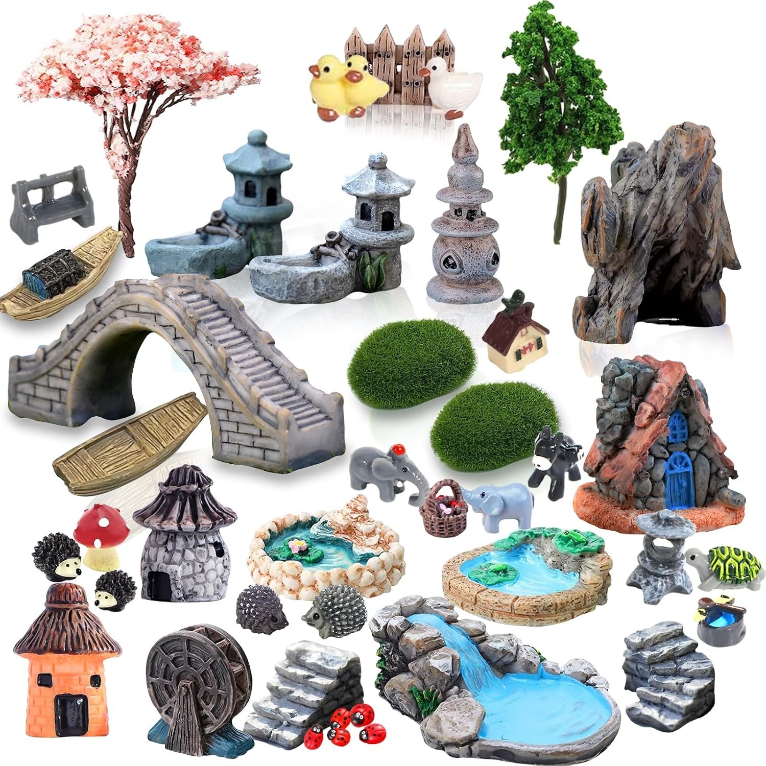 Fairy Garden Accessories Outdoor, 42 Zen Accessories, Miniature Decorations Supplies for Micro Landscape Plant Pots Bonsai Craft Decor – Fairy Kit