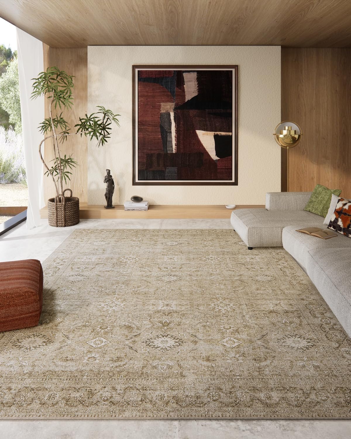 8×10 Area Rugs for Living Room: Washable Rugs for Bedroom Non Slip Low Pile Soft Faux Wool Non Shedding Vintage Large Area Rug for Dining Room Kitchen Nursery Under Table Farmhouse Home Office Indoor