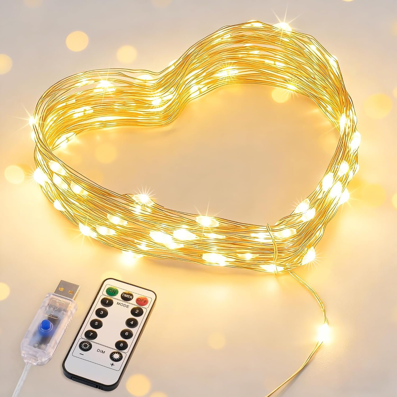 JMEXSUSS USB Fairy Lights for Bedroom,33ft 100 LED Classroom Lights Plug in | Mini Twinkle Lights with Remote,Indoor String Lights for Dorm Girl’s Room Birthday Party Decor, Silver Wire, Warm White,Timer