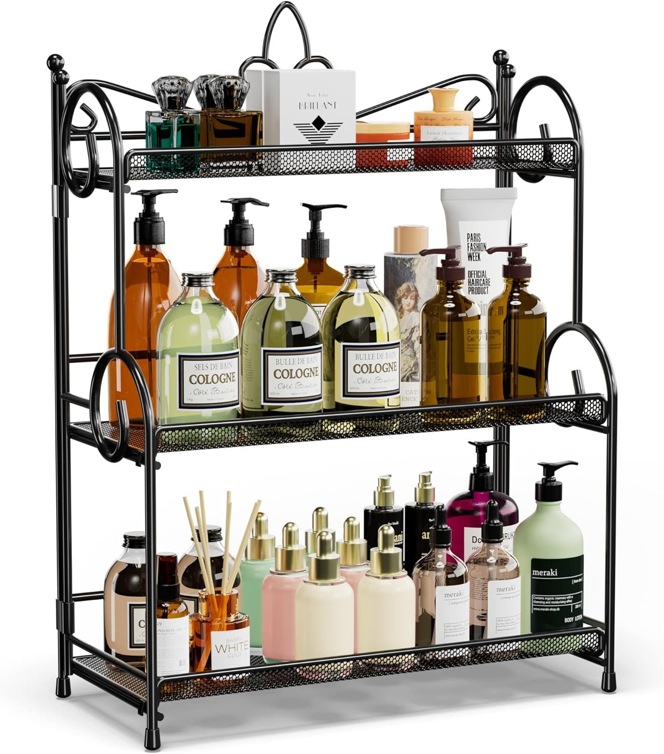 YIUKEA Bathroom Organizer Countertop – 3 Tier Spice Rack Organizer, Counter Organization and Storage for Bathroom, Kitchen, Bedroom, Offices, Foldable