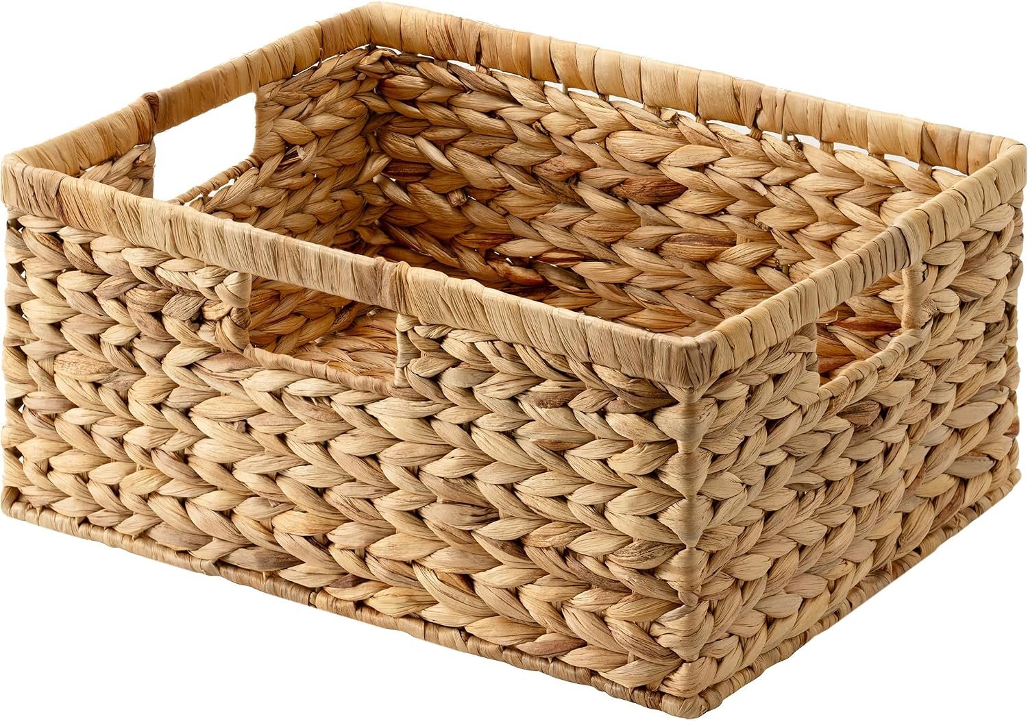 StorageWorks Wicker Baskets for Storage, Wicker Storage Baskets, 1-Pack | Water Hyacinth Wicker Storage Baskets for Shelves, Large Wicker Baskets for Organizing, Woven Basket for Storage,Large Basket