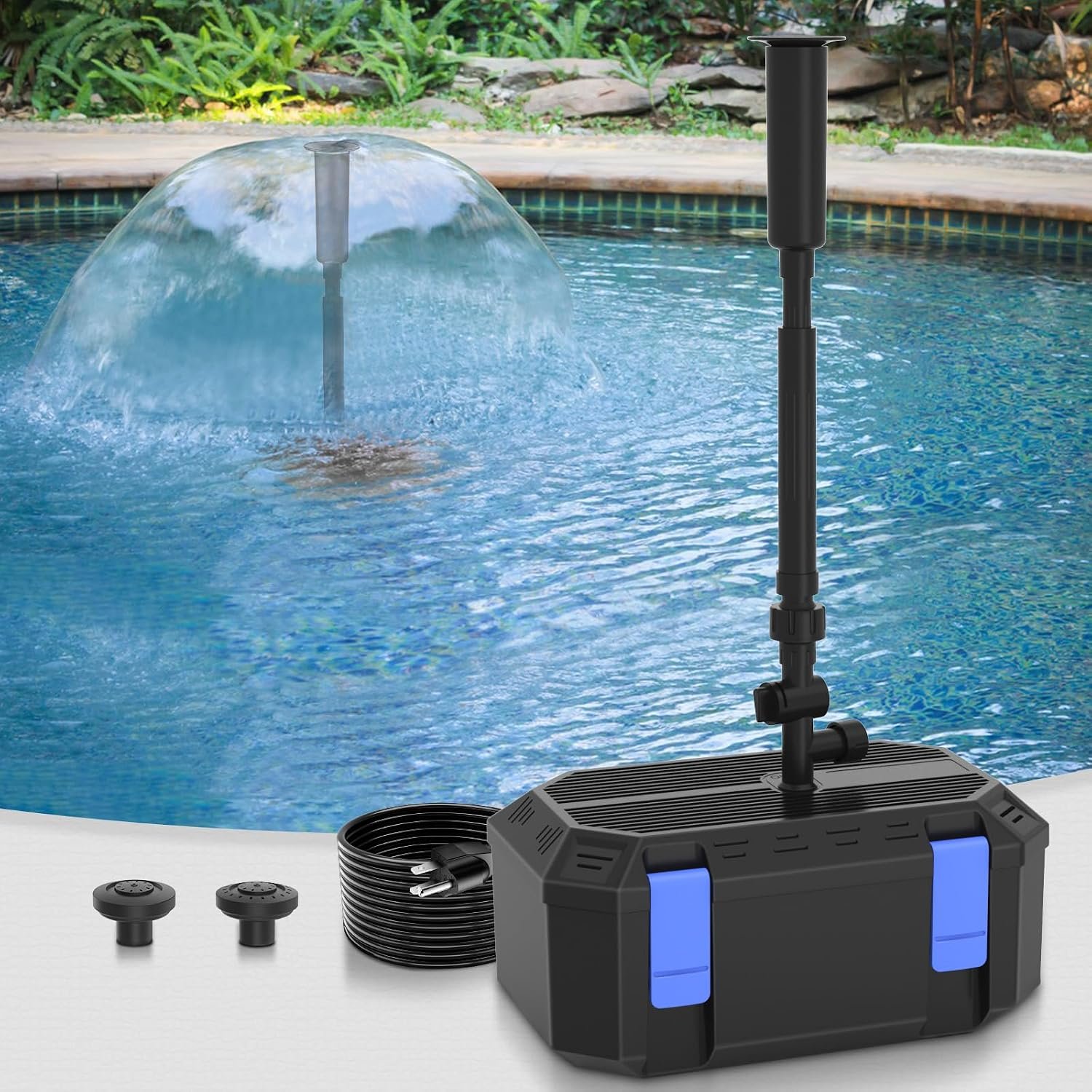 All-in-One Koi Pond Pumps for Outdoor Ponds 200-350 Gal, 400GPH Pond Fountain Kit with 3 Spray Patterns, Pond Filter Fountain Pump for Garden, Water Feature, Upgradeable for LED & U – V Lamp