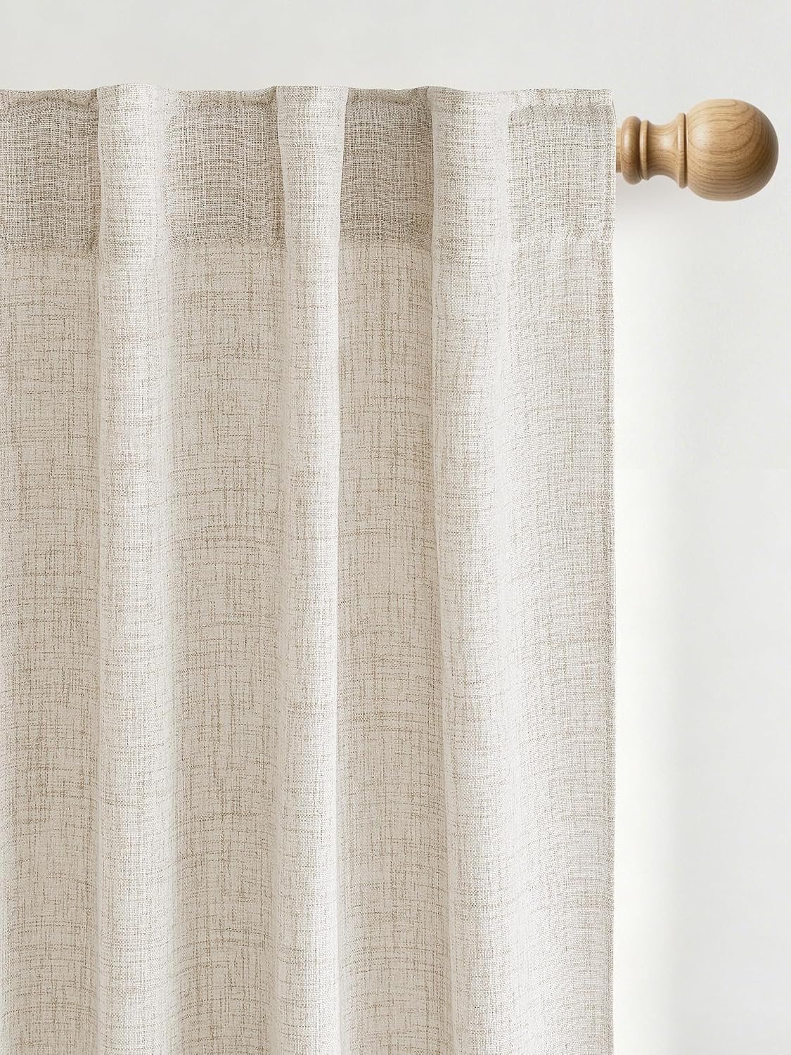 NICETOWN Faux Linen Curtains 84 inches Long 2 Panels for Bedroom, Rod Pocket & Back Tab Semi Sheer Window Treatments Light Filtering Drapes Home Decor for Living Room, Natural, W55 x L84