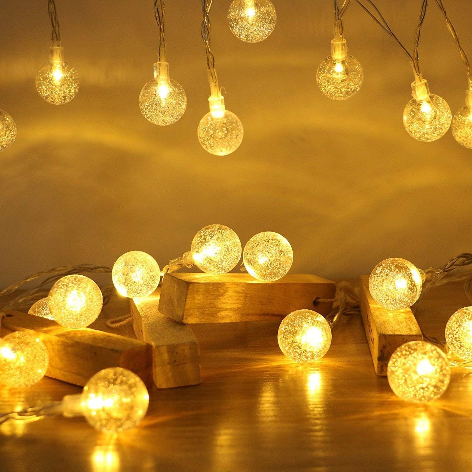Merdeco Plug in 10ft 20 LED Globe String Lights Indoor Outdoor Decorative Fairy Lights Warm White for Birthday Party Wedding Anniversary Christmas