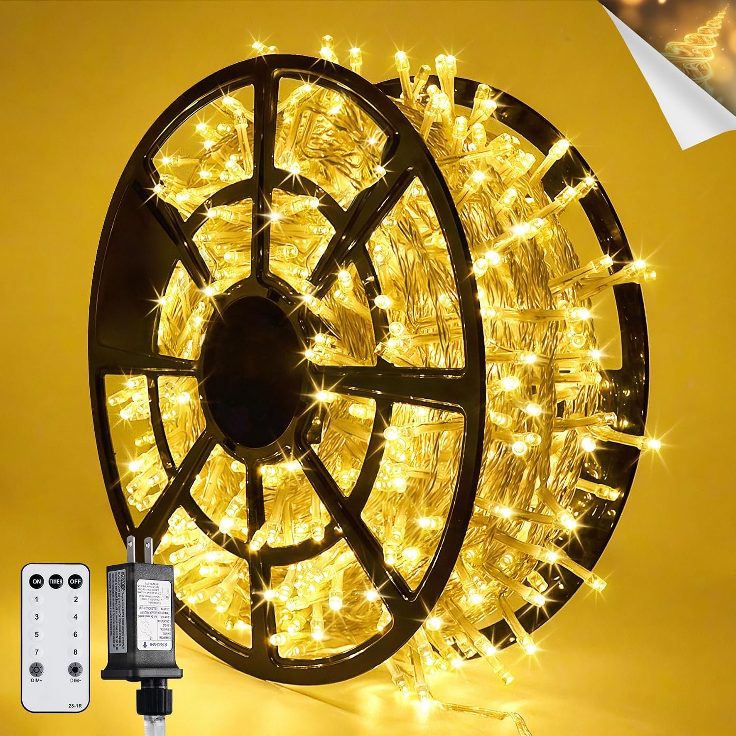 JMEXSUSS 168Ft 600 LED String Lights for Outside, Christmas Lights Outdoor | Indoor Classroom Lights Plug in for Tree Bedroom Patio Wedding Party Holiday Christmas Pergola Decor, Remote, Clear Wire