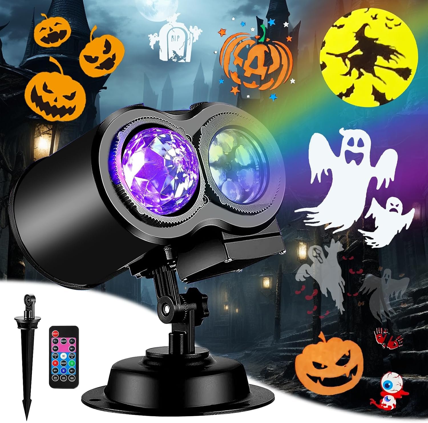 Brighter Halloween Decorations Projector Lights, 2026 Upgraded Holiday Projectors, Christmas Projector with 19 HD Replaceable Slides (Ocean Wave & Patterns), Waterproof Halloween Projector Light Show