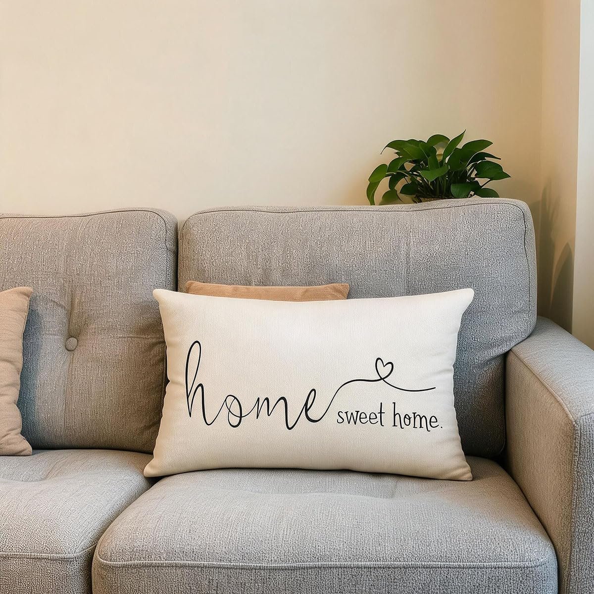 Home Sweet Home Quotes Farmhouse Pillow Covers 12×20 Inch,Farmhouse Decorative Lumbar Throw Pillow Case Cushion Cover,Housewarming Gifts