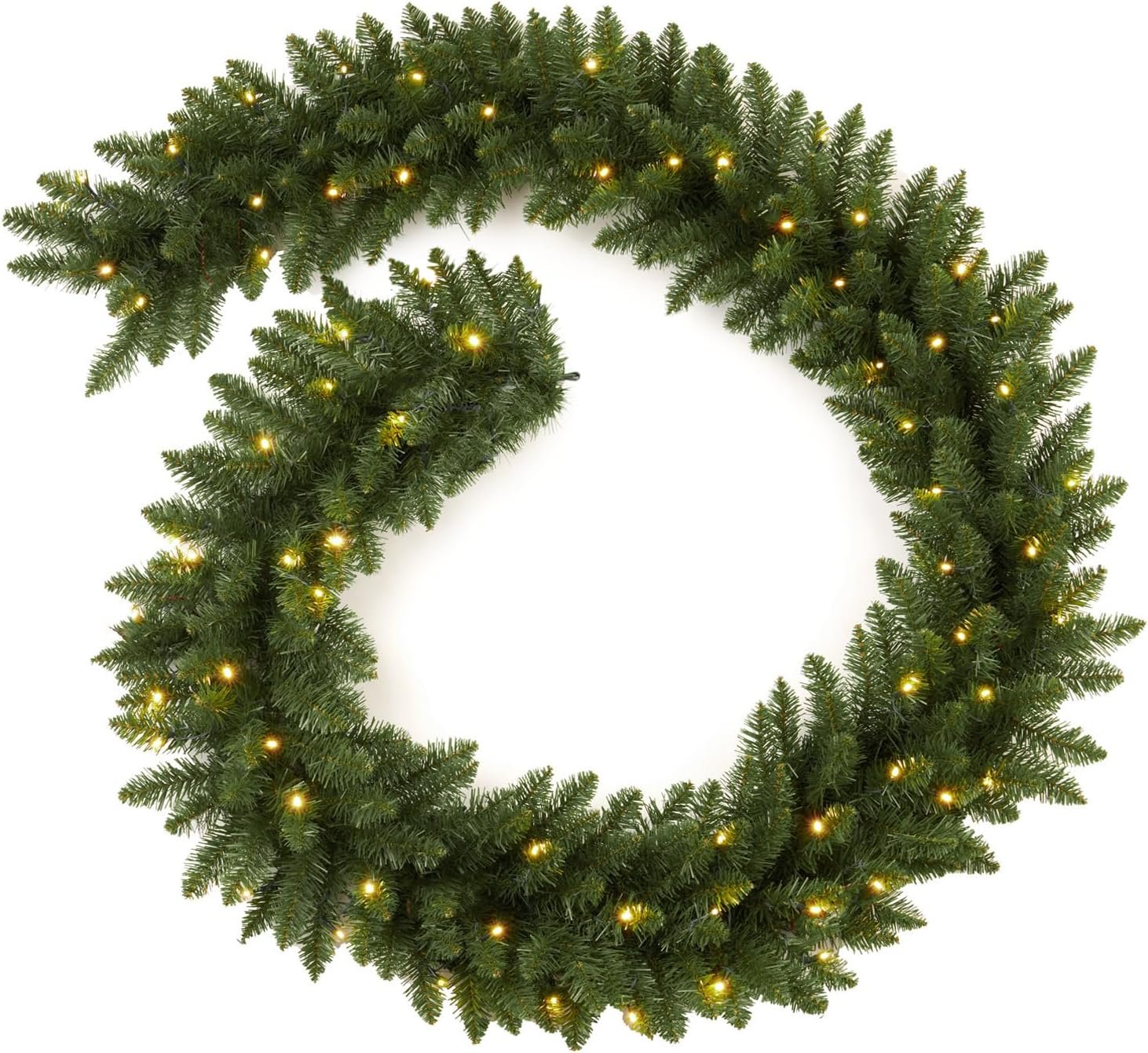 9 FT Pre-lit Christmas Garland Holiday Artificial 50 Led Light for Stairs Wall Door Indoor Outdoor Garland with Battery Operated Timer, for Home Decorations Fireplaces