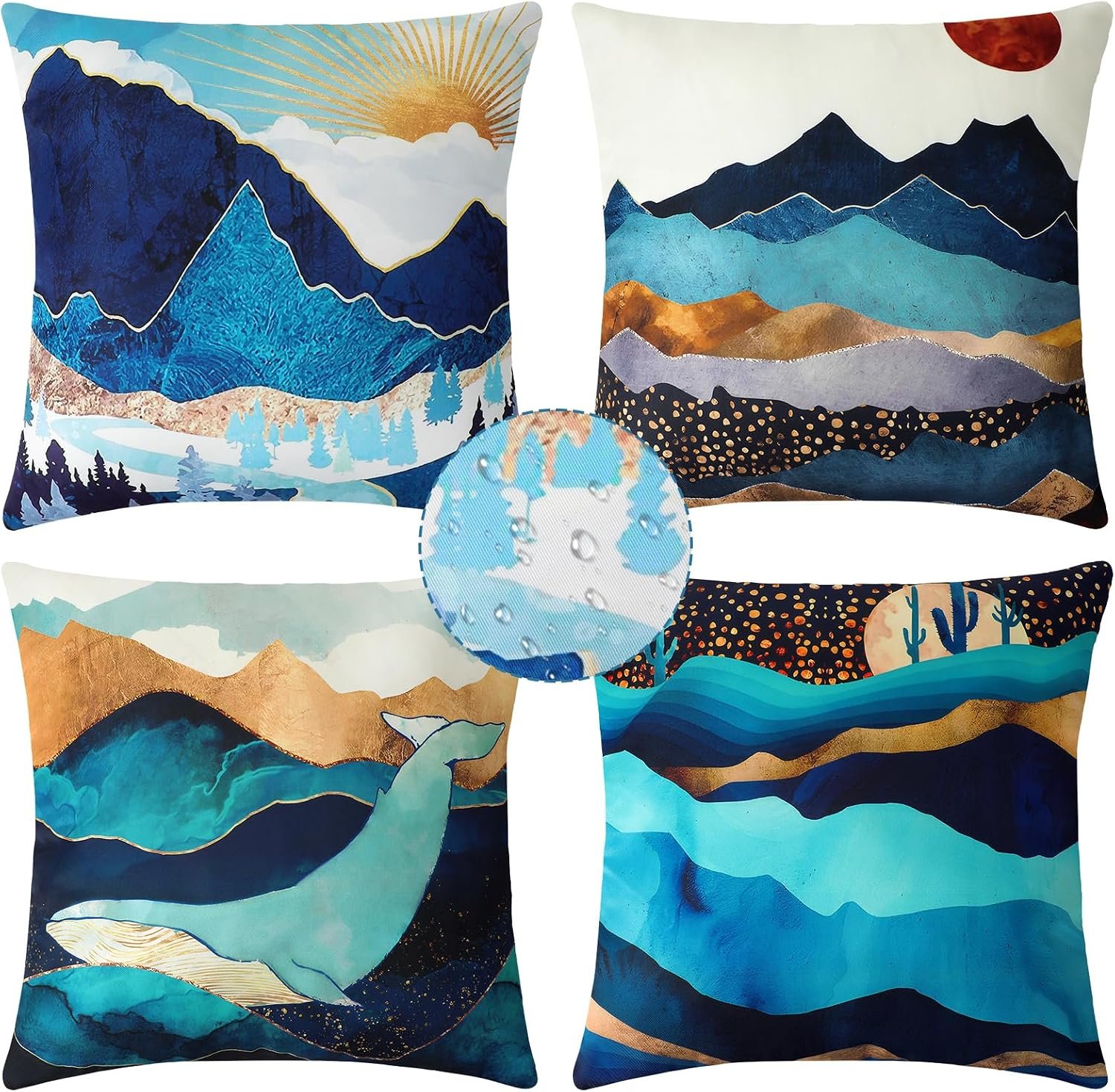 Premillow Outdoor Pillow Covers, Waterproof Pillow Covers, 18×18, Set of 4 | Decorative Waterproof Pillow Covers, Solid Linen Pillowcase,Summer Farmhouse Cushion Case for Patio Garden Balcony Couch Sofa