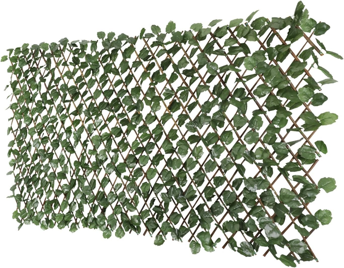 Patio Paradise 1PC Artificial Ivy Expandable Privacy Fence Screen Faux Greenery Wall Green Vines Leaf Hedge Outdoor Lattice Panels Covering for Apartment Balcony Deck Porch Backyard, Single-Side