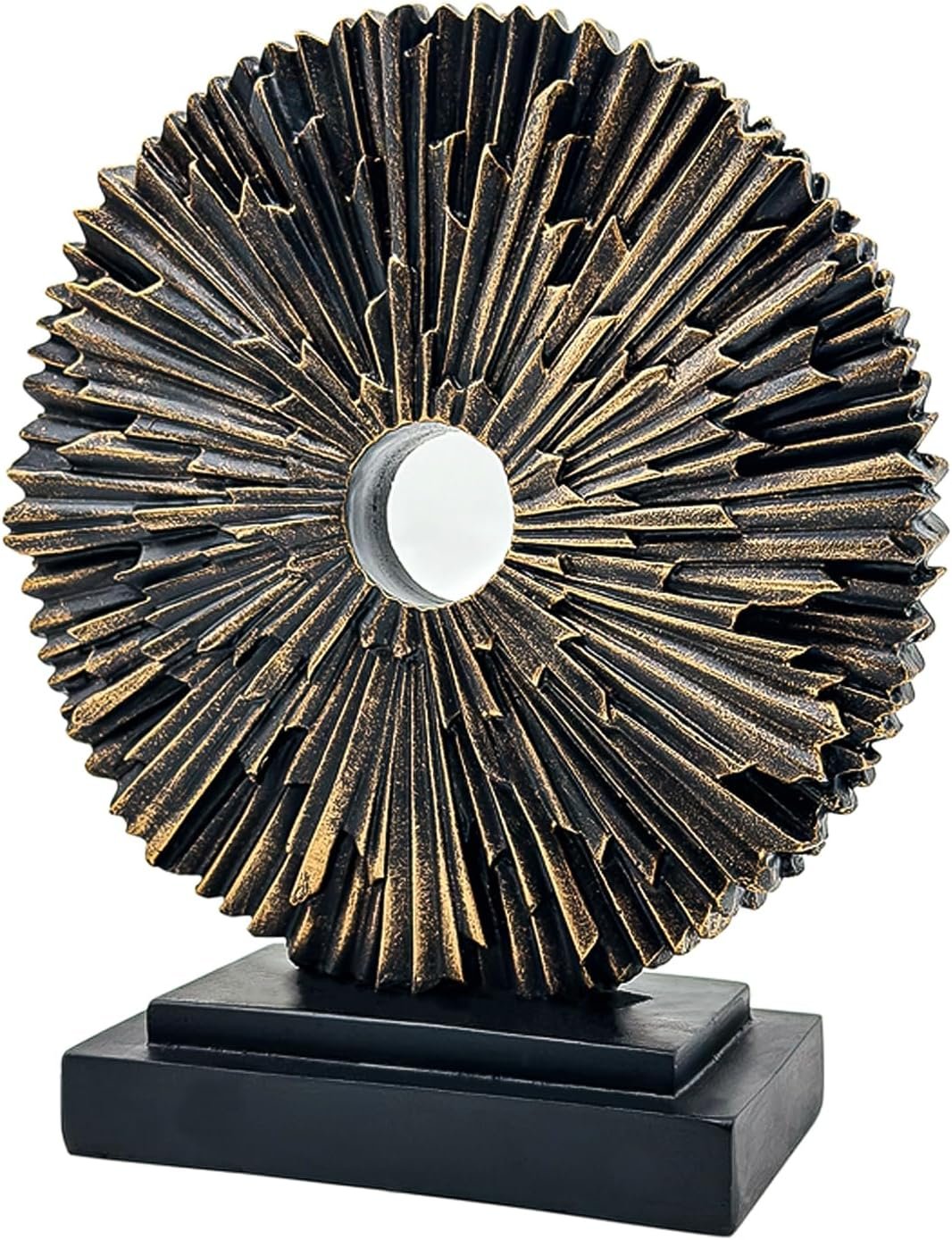 Round Abstract Statue for Home Decor,Office Desk Table Decor for Men,Copper | Modern Home Resin Sculptures Decorative Objects,Table Top Decor for Livingroom Coffee Table,Item Shelf Sculpture