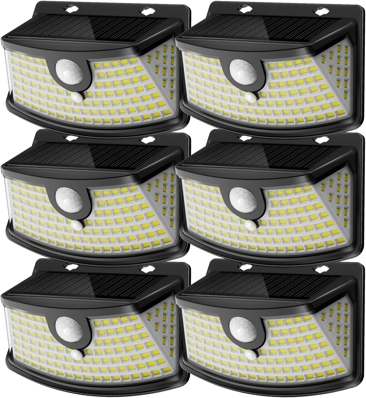 Aootek Solar Motion Sensor Lights Outdoor 120 LEDs, Black, 6 Pack | Lights Reflector, 270° Wide Angle, IP65 Waterproof, Step Lights For Front Door, Yard, Garage, Deck