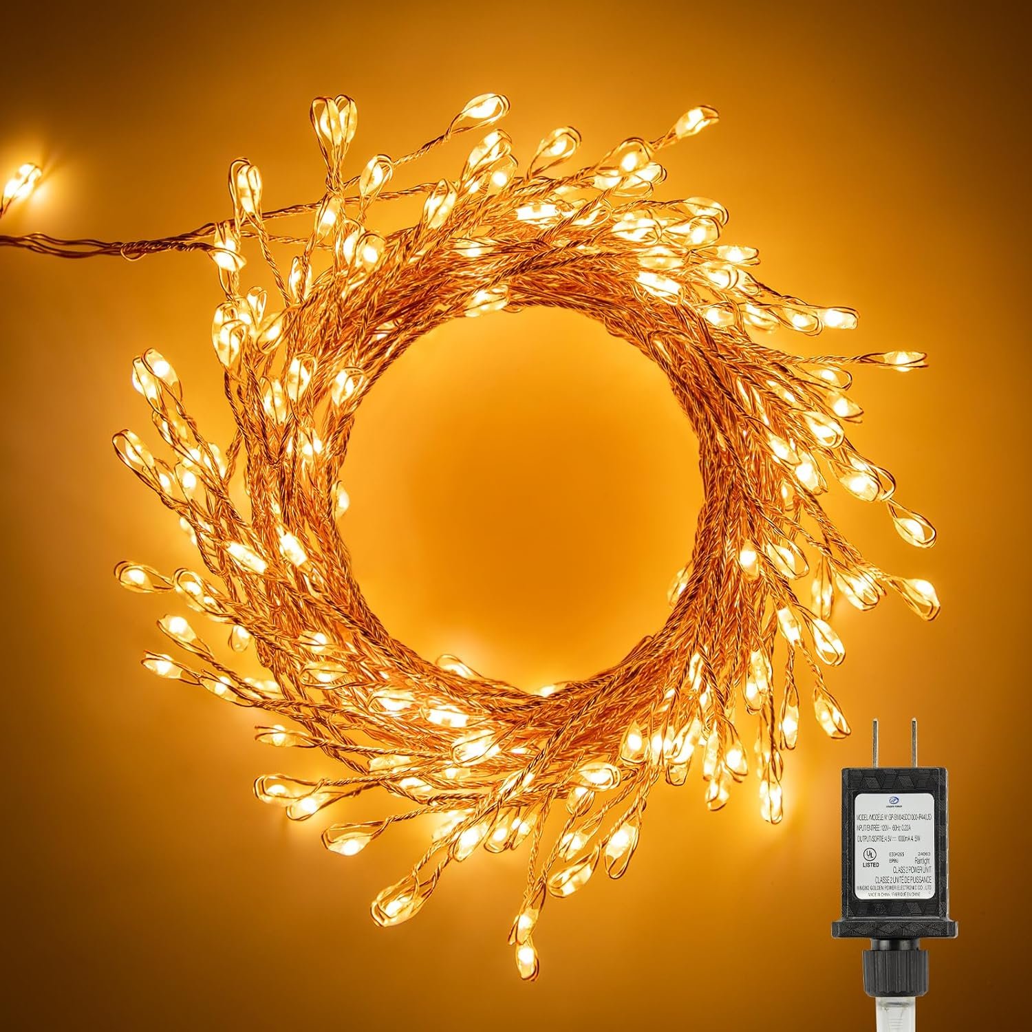 Minetom Fairy Lights Plug in, String Lights for Christmas Decorations | 10FT 200LEDs, 1 Pack, Warm White, Waterproof Starry Firecracker Lights for Bedroom Ceiling Wreath Window Wedding Decorations
