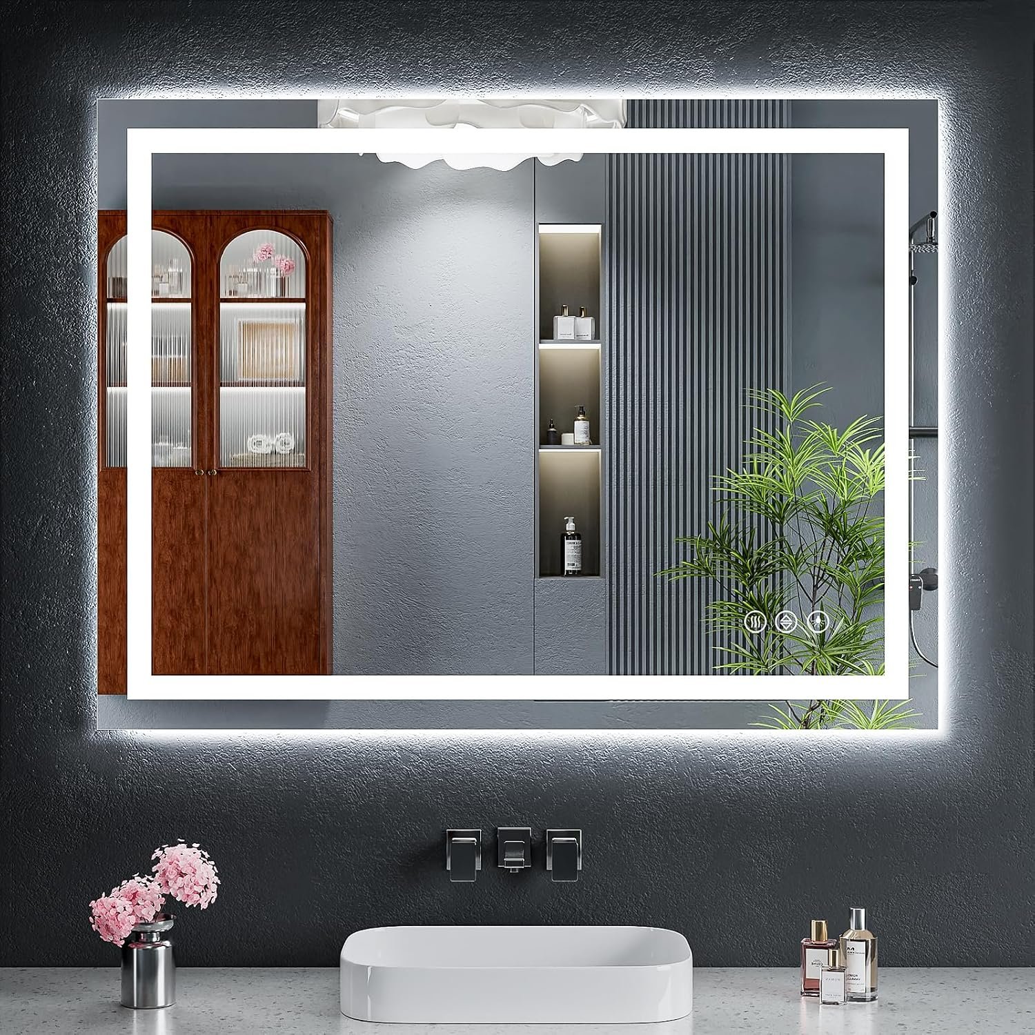 40″x30″ LED Bathroom Mirror with Lights, Backlit+Frontlit, Anti-Fog | CRI 95, Stepless Dimmable, 3 Colors Lighting, Shatterproof Tempered Glass, HD Reflection, Memory, (Horizontal/Vertical)
