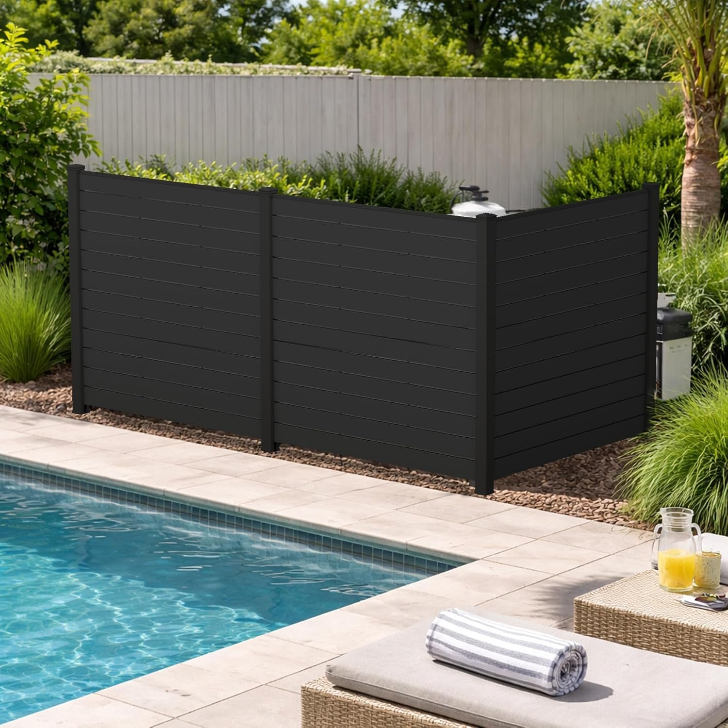 Kozyard 50″ W x 48″ H Outdoor Privacy Screen with Aluminum Posts | Air Conditioner Fence Panels, Pool Equipment Enclosure, Trash Can Screen Fence Kit for Backyard Patio(DarkGray/3Panels)