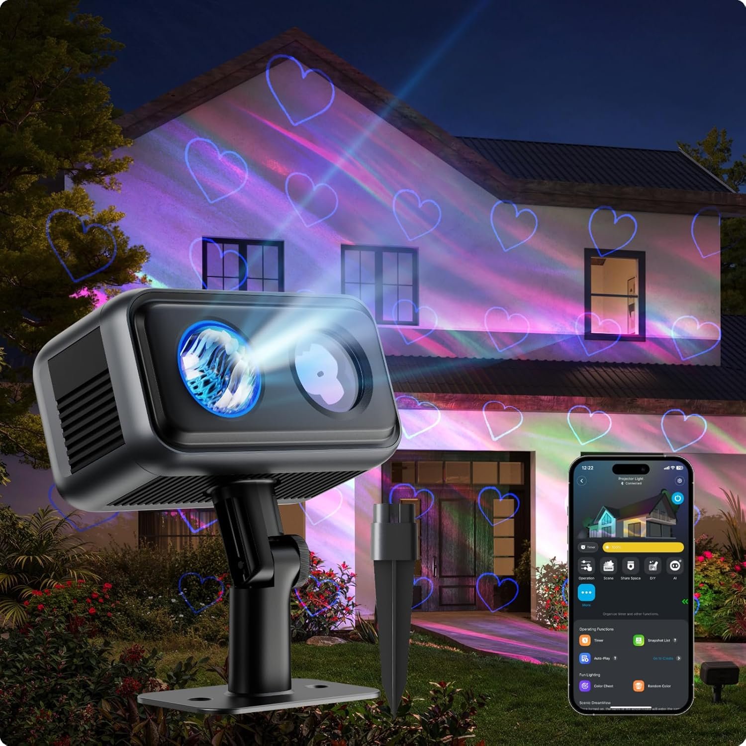 Govee Outdoor Projector Light, Upgraded Aurora Star Projector for Yard | 50+ Scene Modes with 16 RGB Patterns for Indoor & Outdoor Holiday Display, Work with Alexa, Google, Matter, IP65 Waterproof