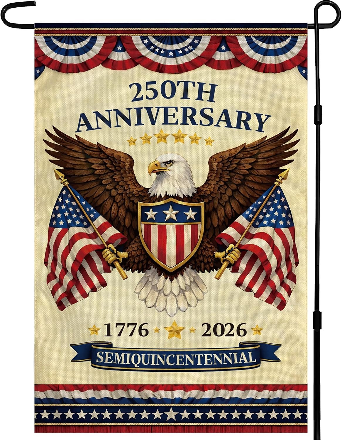 4th of July Decorations – 250th Anniversary Garden Flag | Fourth of July Decor Patriotic USA Banner,1776-2026 America Merchandise Accessories for Garden Yard Porch Patio Lawn Outdoor Outside