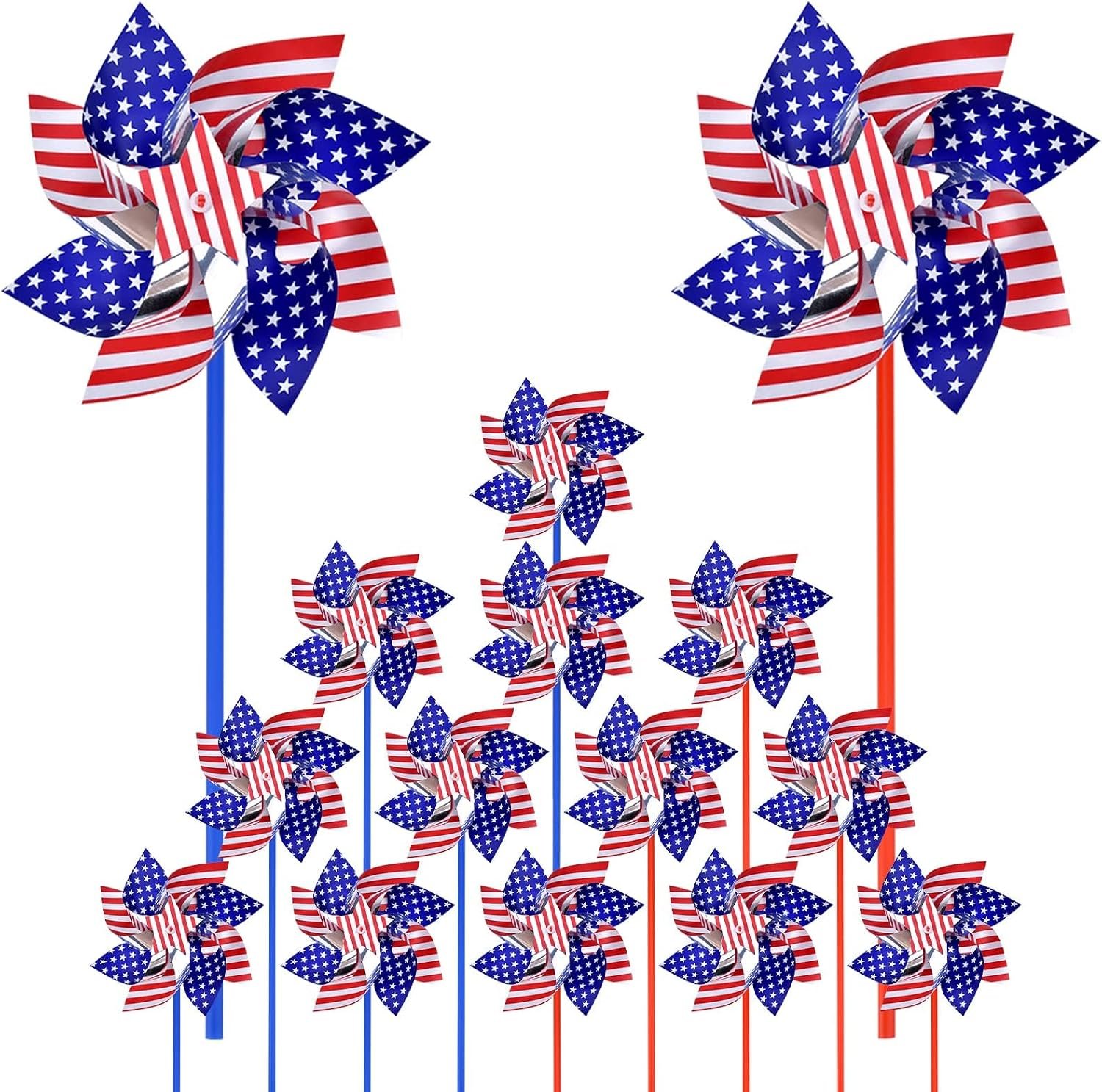 4th of July Decorations for Home Outdoor Wind Spinner for Garden 15 PCS | Memorial Day Decorations Patriotic Pinwheels Fourth of July Decorations Patriotic Independence Day Party Supplies Favors