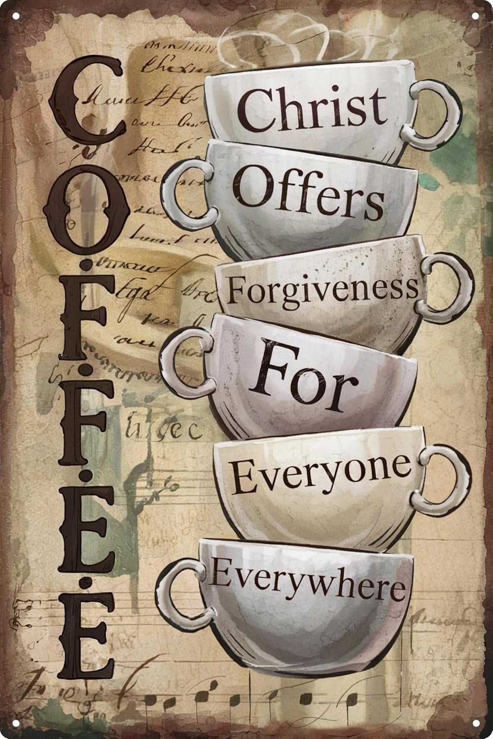 Vintage Coffee Metal Iron Sign wall art Decoration for A Family Living Room Cafe 8×12 In