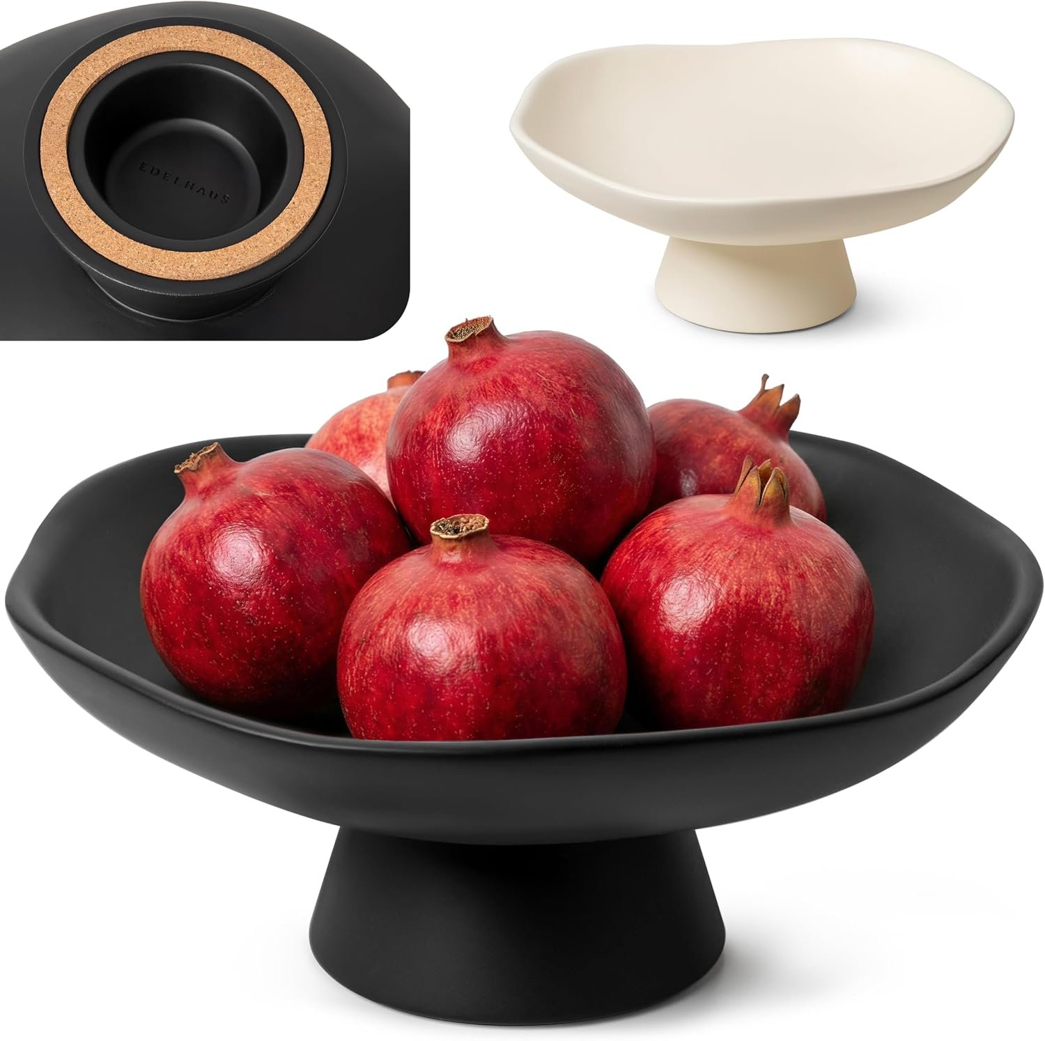Modern Concrete Fruit Bowl for Kitchen Counter – Decorative Pedestal Bowl, 11.2” Wide Minimalist Fruit Tray for Home Décor, Table Decor, Entryway Key Bowl