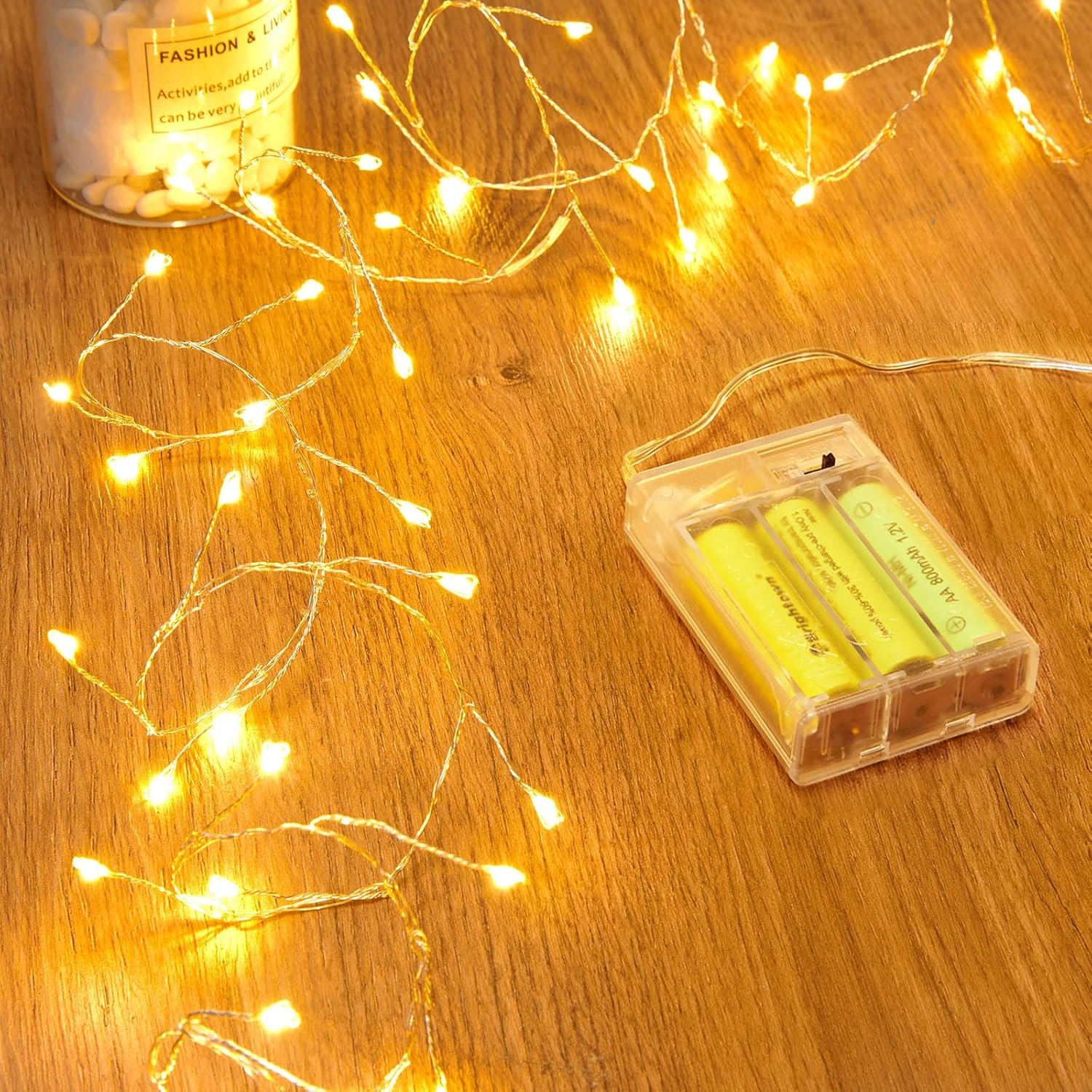 Fairy Lights Battery Operated, 60 LED Fairy String Lights Waterproof Silver Wire 5 Feet Firecracker Starry Light for DIY Wreath Home Wedding Bedroom Mason Jar Holiday Christmas Ramadan Decorations