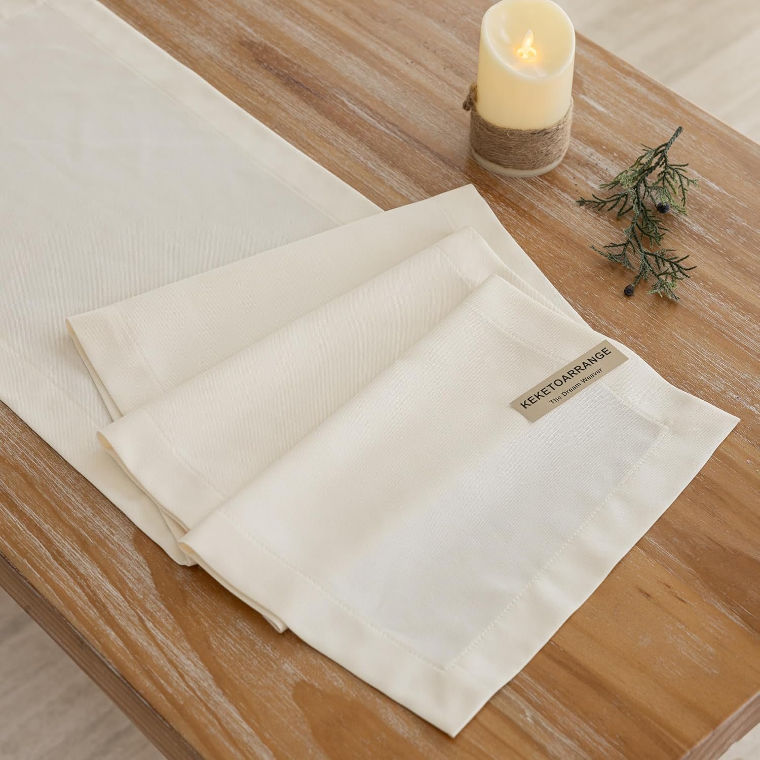 Keketoarrange Beige Rustic Table Runner 36 Inches Long Dining Table Decor | Cotton-Linen Blend, Seasonal Summer & Fall, Washable Table Runner, Daily Kitchen & Console Decor