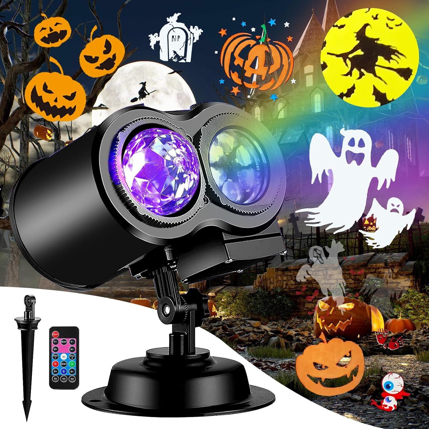 2026 Brighter Halloween Projector Lights,FLITI 19HD Slide (Ocean Wave & Patterns),11 Themes Holiday Projector with Remote for Halloween Decorations Outdoor or Indoors