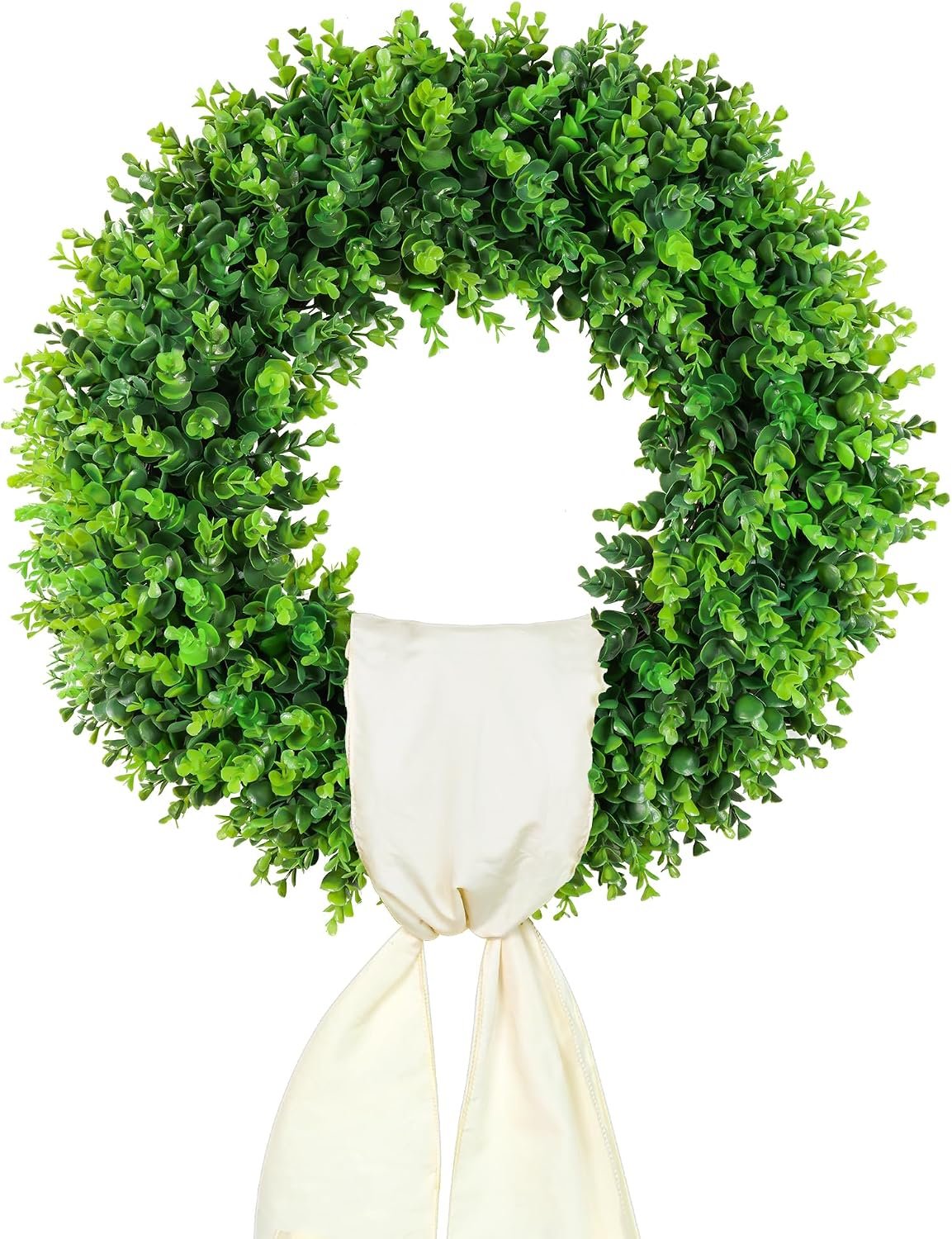20” Boxwood Wreaths Front Door Artificial Spring Wreath. Wreaths for Front Door Farmhouse Wedding Green Year Round Indoor Outdoor for Summer Wreath St Patricks Day Decorations -(Hello Sign)