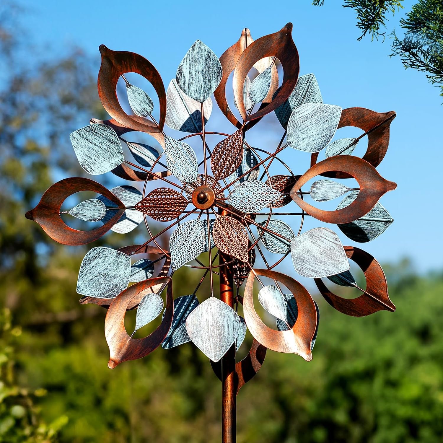 Wind Spinners Outdoor for Yard and Garden, 84 Inch Metal Large Outdoors Windmill Kinetic Wind Spinner, Outside Decor for Yard Art Lawn Backyard Landscape Patio(24″ W x 84″ H)