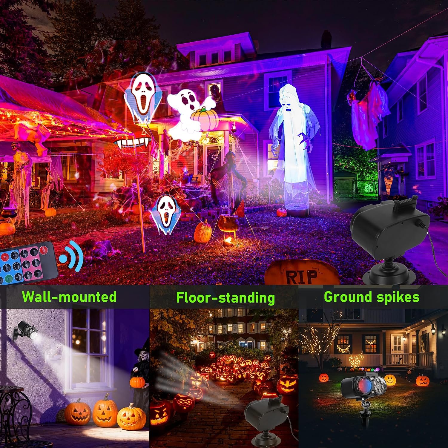 2026 Upgrade Holiday Projectors, Brighter Halloween Decorations Projector Lights, Christmas Projector Light with 10 HD Replaceable Slides (Ocean Wave & Patterns), Waterproof Halloween Projector Show
