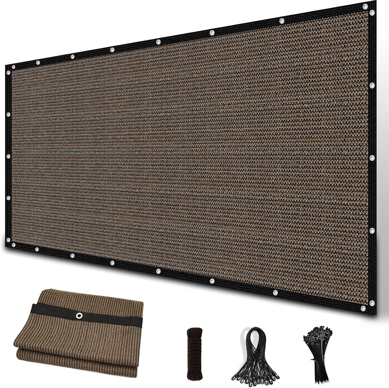 Amagenix 90% Sun Shade Cloth with Grommets, 8′ x 10′ Pergola Replacement Shade Cover Canopy Privacy Screen for Outdoor Patio Garden, Mocha (We Customized)