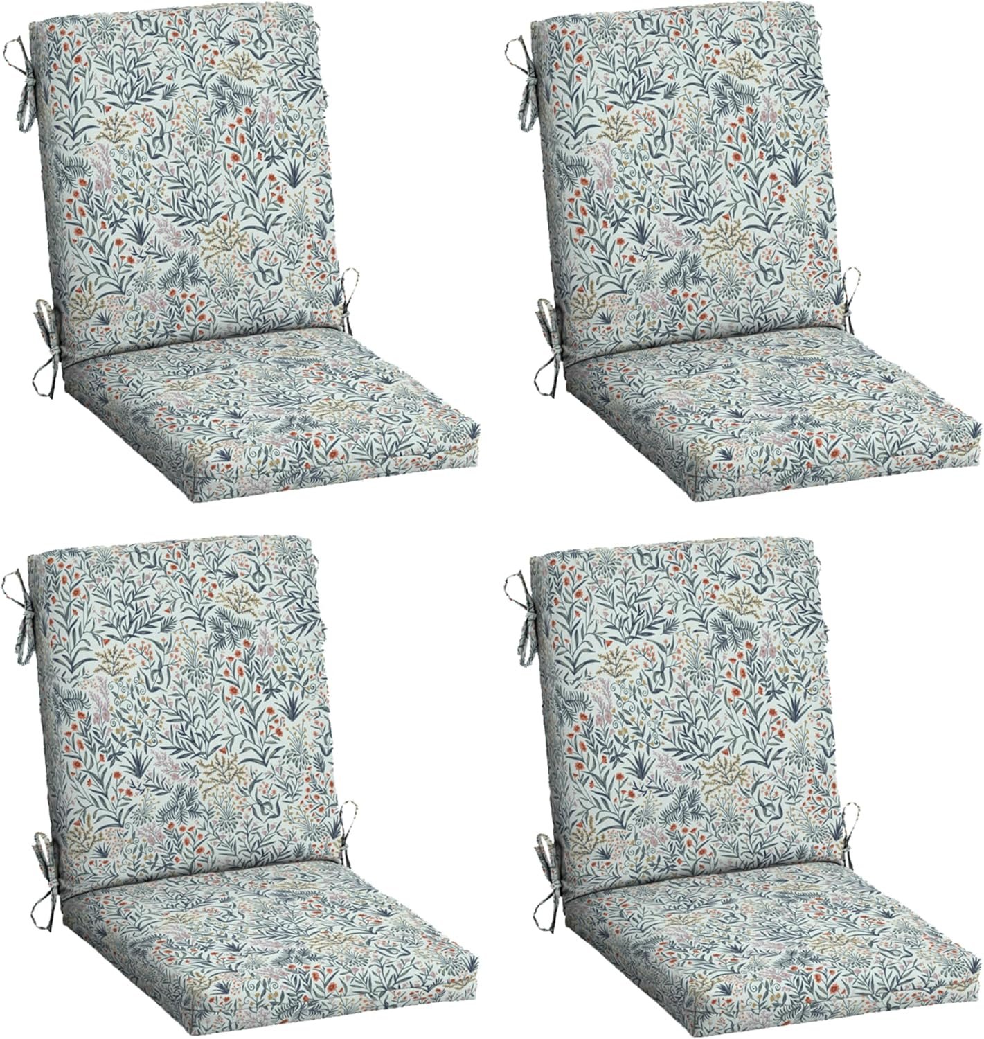 Arden 4-Pack Outdoor Patio Dining Chair Cushion, 20 x 44, Rain-Proof Seat Pad, Fade-Resistant Outdoor Cushion Pistachio Botanical | Rain-Proof Seat Pad, Fade-Resistant, Mold and Mildew Resistant