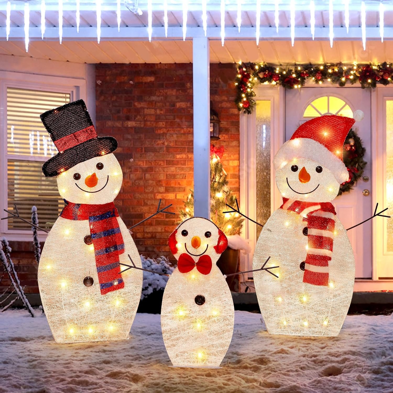 Light Up Snowman, hristmas Yard Decoration, 60 LEDs Lighted Snowman Christmas Decoration, Indoor Outdoor Lighted Snowman for Christmas Holiday Lighted Yard Display