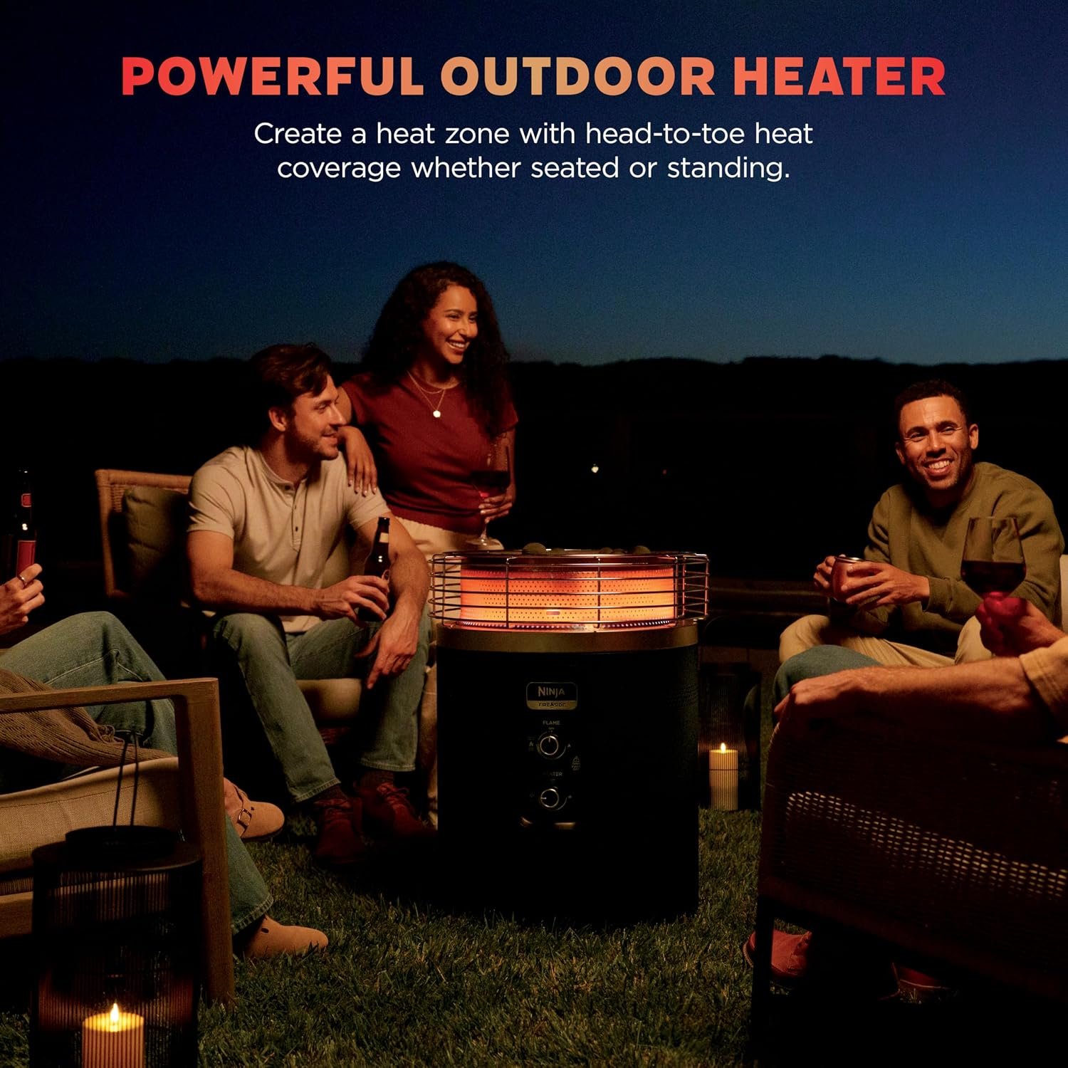 Ninja Fireside360 Fire Pit & Heater, 80,000 BTU, 3 Modes, Push Start, Black | Ninja Fireside360 offers flame, heat, or both with up to 80,000 BTUs, hassle-free dial control, and smokeless design