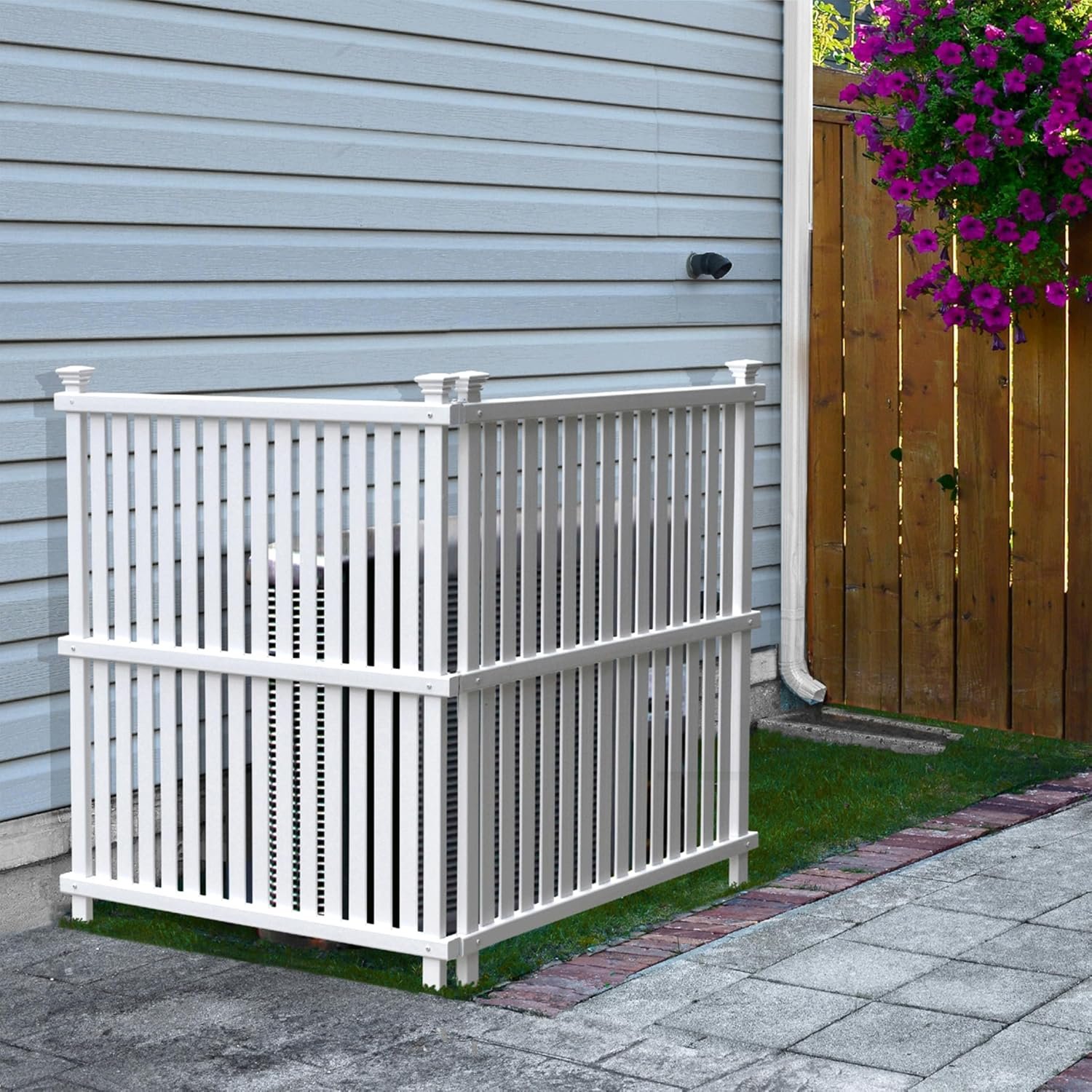 Enclo Wilmington Privacy Screen 2pk, White Vinyl DIY No Dig Kit | 45.5inH x 36.5inW, 2 Panels, ZP19008