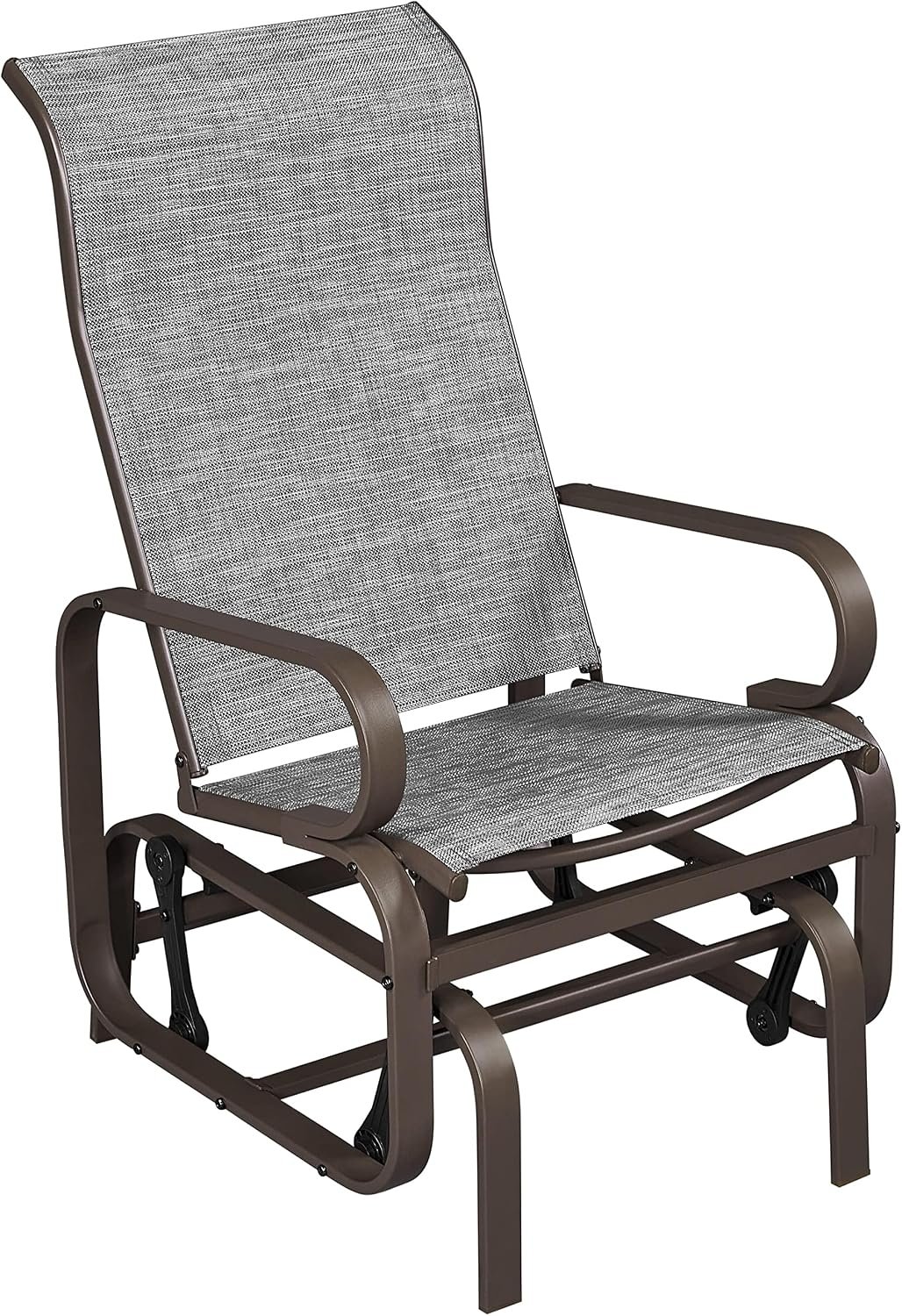 Yaheetech Outdoor Rocking Chair Patio Glider with Sling Seat Set of 1,Gray | Porch Chair and Outdoor Rocker with Steel Construction for Balcony, Deck, Backyard and Garden; Smooth-Gliding Lounge Seating