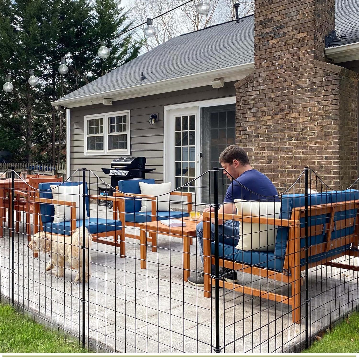 Zippity 39in H Black Metal Fence, DIY Fence Kit | 39inH x 36inW, 5 Panels + 6 Stakes, Great for Dogs, WF29006
