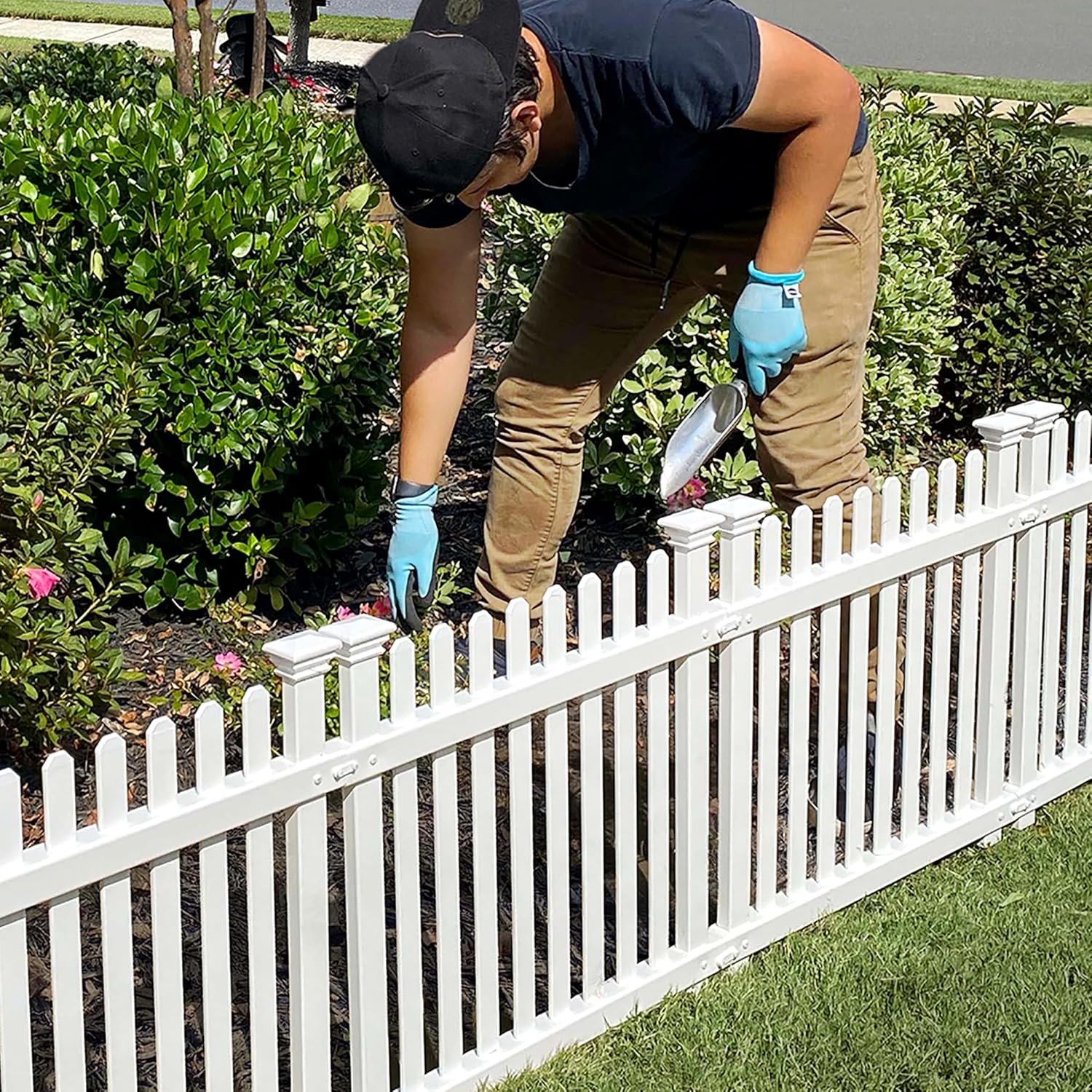 Zippity Roger Rabbit Garden Fence, White Vinyl DIY No Dig Kit | 2ftH x 2ftW, 3 Panels, Garden Border Edging, ZP19056