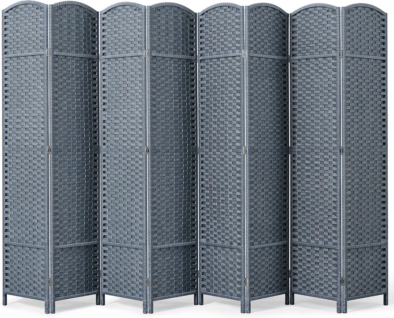 Outdoor Privacy Screen 8-Panel Folding Room Divider Space Partition | 67″H 129″W fade-resistant PP yarn pine wood frame,freestanding, foldable, indoor balcony patio deck garden privacy partition