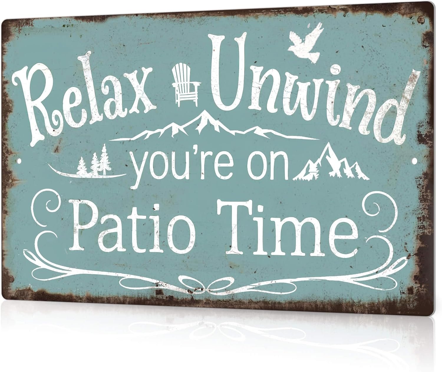 Putuo Decor Funny Patio Signs And Decor Outdoor Home Patio Wall Decor Vintage Relax Unwind You’re On Patio Time Tin Signs Patio Signs For Outside Backyard Porch Bar Decor 8×12 Inches