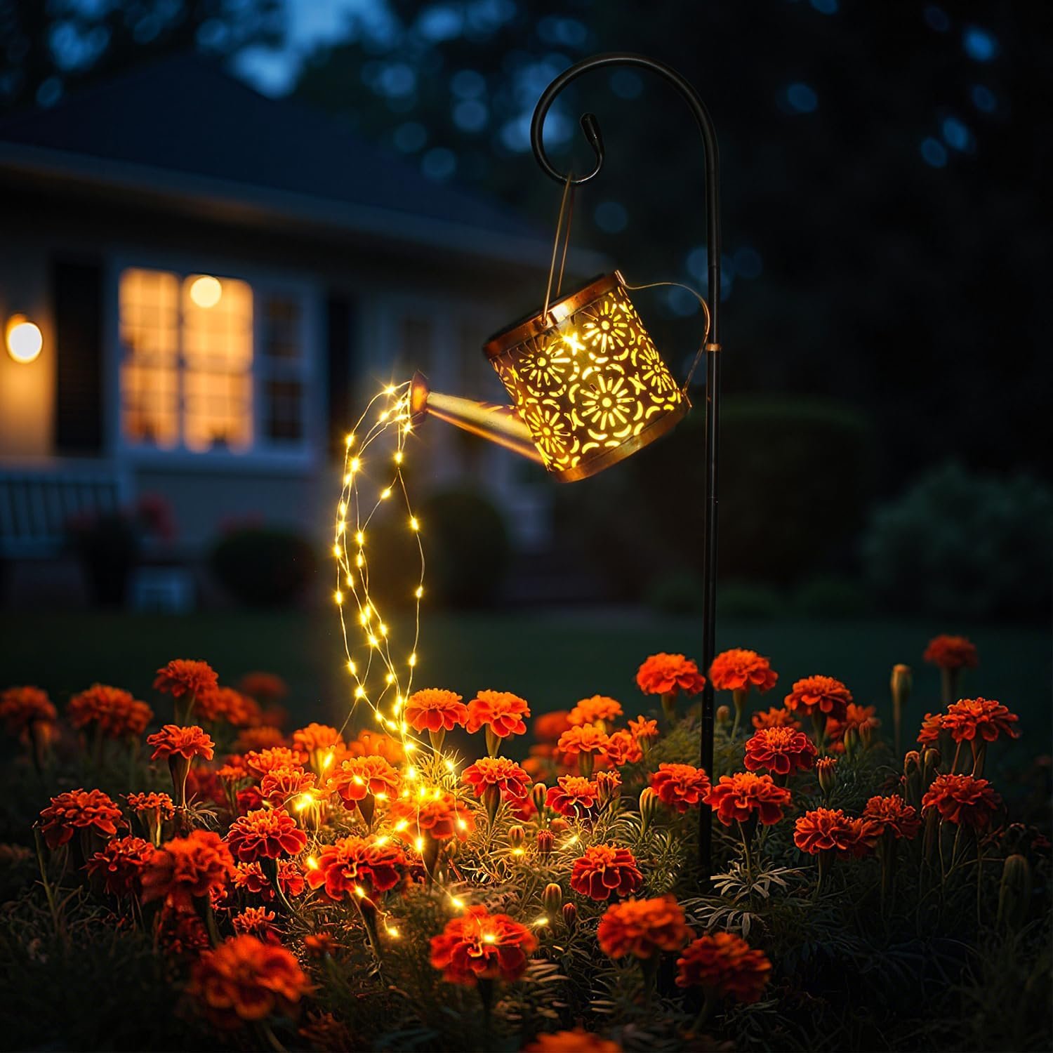 Solar Garden Lights Outdoor Decoration Flower Solar Watering Can Light